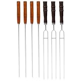 SHINEOFI Teiliges Bbq Grillspieß aus rostfreiem Edelstahl mit U förmigen Holzgriffen Robuste und langlebige Grillspieße für Camping Outdoor Grillabend und vielseitiges Fleischspießen