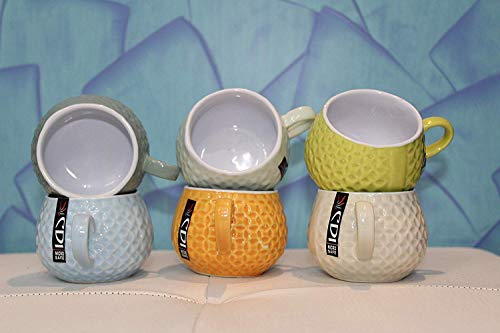 THAKURENTERPRISES Tea and Coffee Ceramic Serveware Cup (Multicolour, 150ml) – Set of 6 Pieces