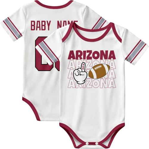 Image of KREDE Baby Clothes Custom Name Bodysuit for Baby Boy Gifts | Short Sleeves Bodysuit with Custom Number Name