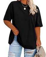 Large size t-shirts: designed for women who wear plus sizes, simple yet stylish Plus Size Short Sleeve Shirt: Half-sleeve design adds a nice little detail to the simple T-shirt, cleverly conceals your arm fat, so you look beautiful and slim More deta...