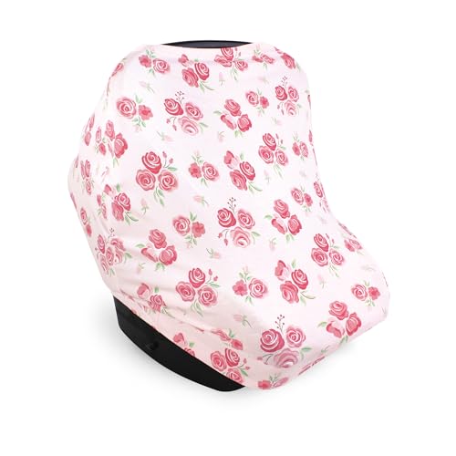 Image of Hudson Baby Unisex Baby Multi-use Car Seat Canopy, Blush Rose, One Size