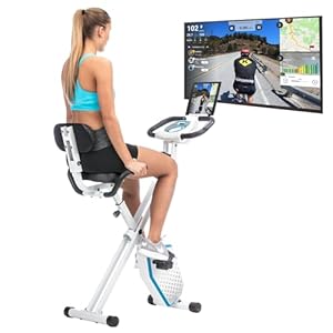skandika Foldaway X-1000 PLUS fitnessbike hometrainer X-Bike met handpulssensoren, bluetooth-computer, tablethouder, rugleuning