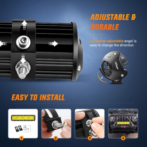 Image of Nilight - 18033C-A 12 Inch 240W Amber Lights Triple Row Spot & Flood Combo 30000LM Bar Driving Boat Led Off Road Lights for Trucks, 2 Years Warranty