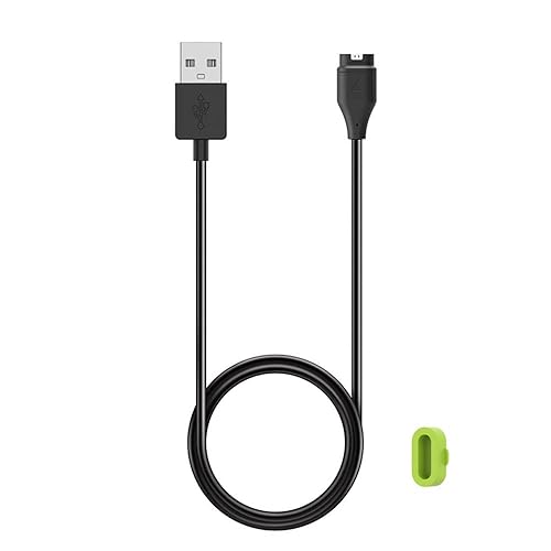 Kissmart Cargador para Garmin Instinct 3 2 2S 2X, cable de carga USB de repuesto más un protector de puerto de carga de silicona verde, enchufe