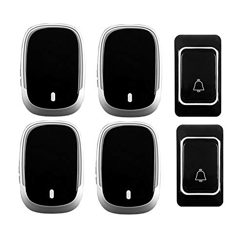 Kit de timbre inalámbrico impermeable con 2 botones, 4 receptores, 36 tonos de llamada y 4 niveles de volumen, sistema de timbre de larga distancia