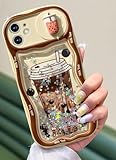 Toycamp for iPhone 11 Case 6.1 Inch - Women Girls Cute Cover Boba Milk Tea with Sliding Camera Cover Girly Bling Glitter Kawaii Teens Fashion Design Flowing Liquid Quicksand Phone Case for iPhone 11