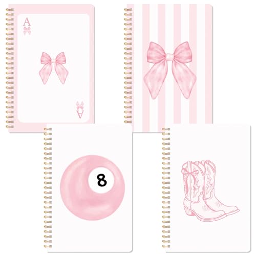 CNhoqc Pink Spiral Journal Notebook, 4 Pcs A5 Watercolor Coquette Notebook