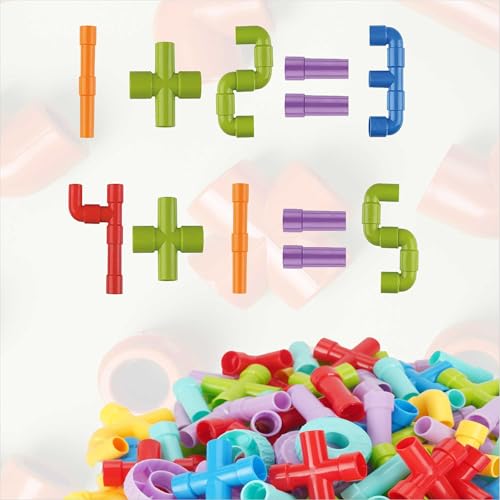Image of ToyMagic Pipe Building Blocks - 520 Pcs, Large STEM Educational Building Set for Kids, Multicolor Interlocking Tubes, Creative Construction Puzzle, Boosts Problem-Solving Skills, for 3+
