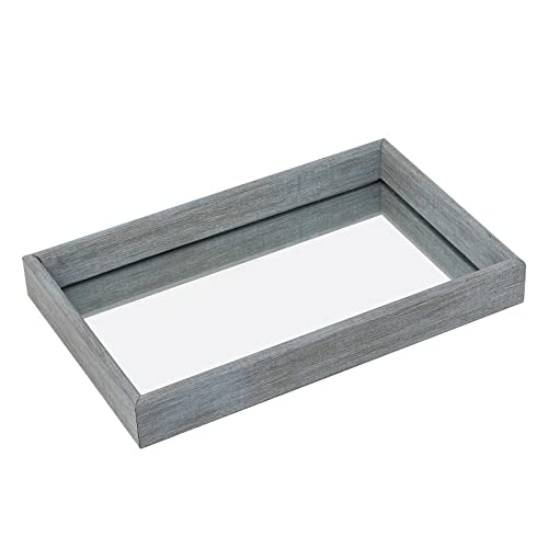 Maoname Grey Decorative Tray, Plastic Serving Tray For Dresser, Rectangular Glass Mirror Tray, Narrow Vanity Organizer Tray For Bathroom, 8.7" X 5.5" X 1.1" #TOP22