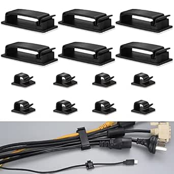 Kabelclips met sterke zelfklevende, XIAOXI kabelmanagement tv pc draadhouder, kleverig netjes en organiseer snoeren en draden - 40 stuks (wit