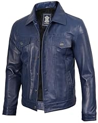 Frnando Trucker Blue Leather Jacket