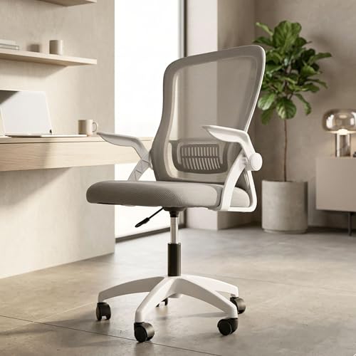 Image of HAVAI Aero Ergonomic Office Chair with Reclining & Folding Back | Net Cloth Fabric | 60D Recycled Foam + 24D Virgin Cotton | Class 2 Gas Lift | Nylon Base & Wheels (Grey)