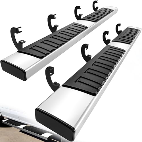 YITAMOTOR 6 inches Running Boards Compatible with 2007-2018 Silverado/GMC Sierra 1500 & 2500HD 3500HD Crew Cab, 2019 Silverado/Sierra 2500HD 3500HD Side Step Nerf Bar (Gas Engine ONLY) Stain