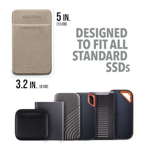 Image of Slipdrive - Portable Hard Drive Case for Laptop - Solid State Drive - Reusable Adhesive - Carrying Case for 5 inch x 3.2 inch External Hard Drive - Travel Case