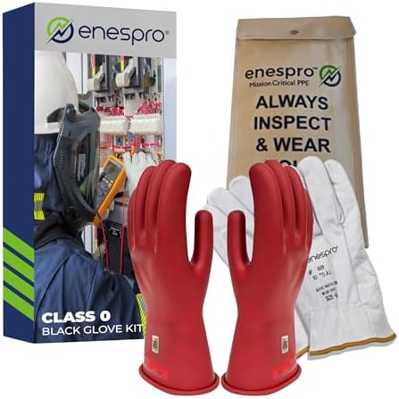 Enespro Class 0 Insulated Electrical Gloves Kit, 1000V AC/1500V DC, Size 11