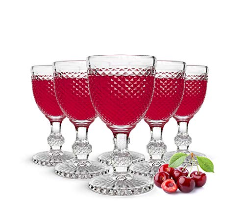 Sendez Juego de 6 copas de vino con relieve, 300 ml, para vino tinto o blanco Cover