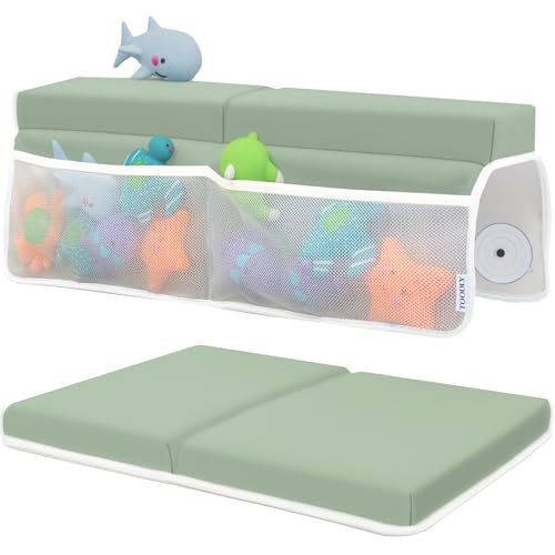 Green baby bath kneeler and elbow rest pad set
