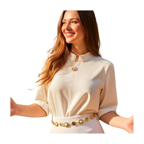 Women Fashion Look Belt Hip High Waist Gold Metal Chain Flower Charms Size S M L4