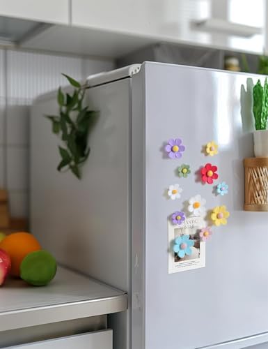 Image of LUVINA 3D Flower Magnets for Fridge, Strong Refrigerator Magnet, Colorful Adorable Decorations for Office, Kitchen Decor, Cute Desk Accessories, (Pack of 12, Flower- Small*4+ Medium*4+ Large*4)