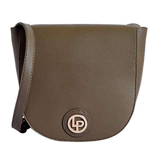 Lino Perros Green Faux Leather Sling Bag (BROWN)