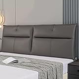 Cabecero de Cama Gris con 2 Correas cojín segmentado de 119 cm (47") Respaldo Grande de Piel sintética Color Liso Cama Doble Tabla de posicionamiento para Dormitorio almohadón