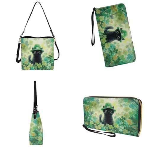 Image of Bucket Crossbody Bag Set for Women Lady, Leather Purse and Wallet Set Large Bucket Bag with Wallet