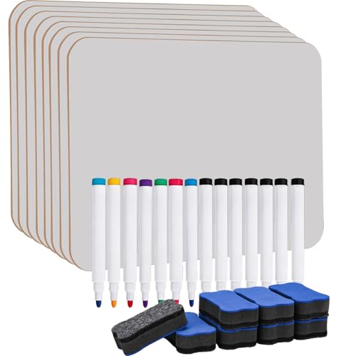 8 Pack A4 Whiteboard 8.2X11.8 in Mini Dry Erase White Board Durable Portable White Boards for Students with 16 Pens and 8 Erasers Small Whiteboard for Classroom Home Office