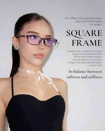 Image of SODQW Office-Siren Bayonetta Glasses Women Rectangle Blue Light Blocking Trendy Fake Glasses Non Prescription Eyewear