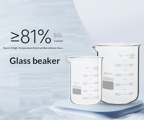 6 Sizes Glass Beaker Set, Beakers Clear Measuring Graduated Liquid Container Beakers in 10ml, 25ml, 50ml, 100ml, 150ml, 250ml