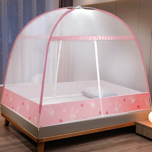 Foldable Portable Mosquito Net for Bed, Pop Up Mosquito Tent for Camping Travel, Bed Canopy with Net Bottom, Mosquito Netting Bed Tent for Kids Girls Boys, Suit for Indoor Outdoor