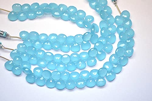 Quartz calcédoine bleu ciel 10mm en perles cœurs facettées pour bijoux