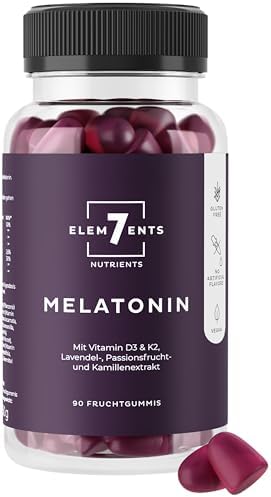 Melatonin Gummies zuckerfrei vegan mit Baldrian, Kamille, Lavendel & Passionsblume | Melatoningummies hochdosiert Schlaf Einschlafen Vitamingums Fruchtgummi Frucht Gummi Gummibärch
