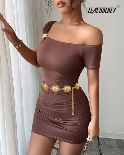 Image of LEACOOLKEY Western Concho Belt for Women Cowgirl Boho Waist Chain Belt for Dresses Jeans Pants