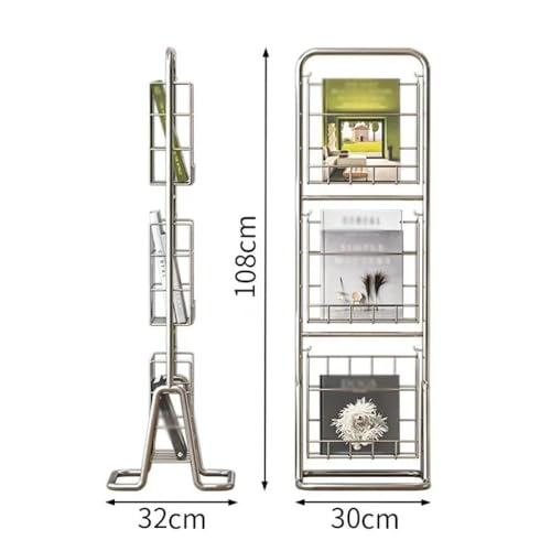 Présentoir à revues chic support de sol blanc étagère mobile design - 3