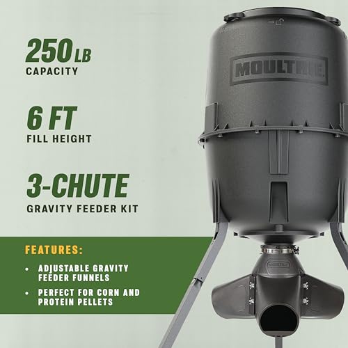 Moultrie Gravity Deer Feeder - Tripod Game Feeder - Easy Conversion Adapter - Protein Pellet Ready - Rugged No-Power Setup for Deer Management