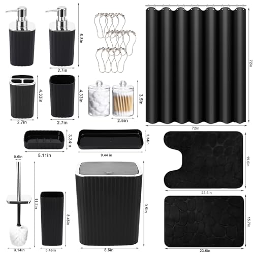 image for XLHOMO Bathroom Accessories Set - 25PC Black Bathroom Set, Bathroom Se