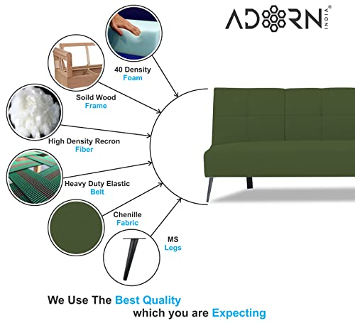 Image of Adorn India Xander 3 Seater Sofa Cum Bed (Green) (3 Year Warranty)
