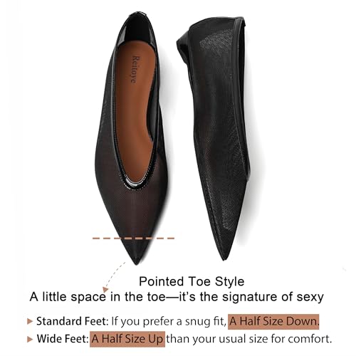 Image of Reitoye Flats for Womens Closed Pointed Toe Ballet Flat Comfortable Dressy Work Slip On Casual Shoes Womens Flats
