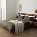 XZ XIFA Olive Green 100% Linen Queen Size Bedding Set, Cooling Duvet Cover with Natural Washed French Flax，Soft,Breathable,Textured,Fluffy Duvet Cover (1 Duvet Cover,2 Pillow Shams)