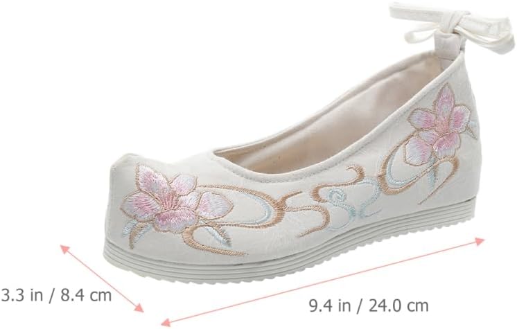 Holibanna Hanfu Shoes for Women Embroidered Canvas Flats Chinese Style Breathable Non-Slip Comfortable Performance Footwear 9.44X3.30X1.96In