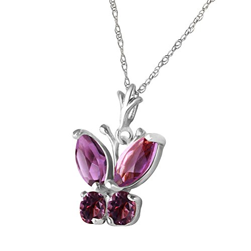 Galaxy Gold GG 0.6 Carat 14k Solid White Gold Necklace with Natural Amethyst Butterfly Pendant3