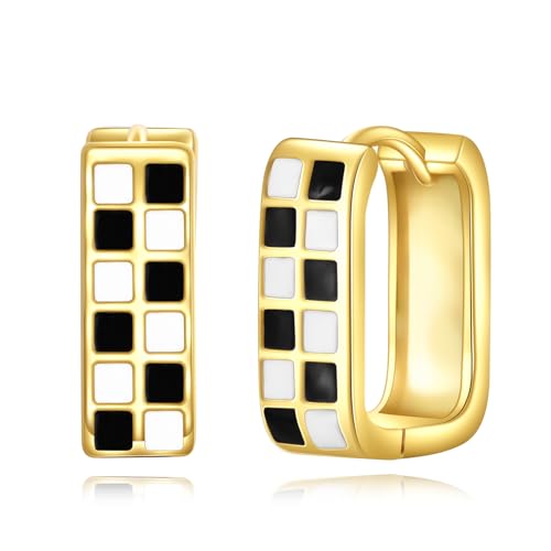 Boucles d'oreilles carrées en argent 925 plaqué or fin pour femme