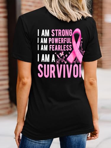 Breast Cancer Shirt Women Pink Ribbon Breast Cancer Awareness Shirts Cancer Survivor Short Sleeve Tee Top3