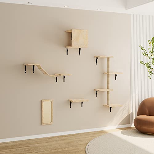 Set de Muebles Para Gatos Montados en Pared con Rascador miniatura 1