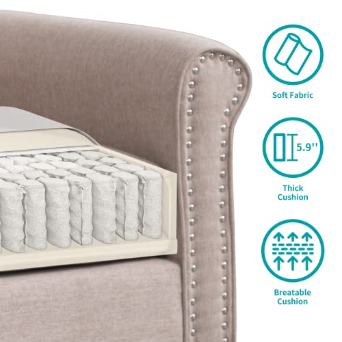 Cecer 3 Piece Upholstered Living Room Sofa Set, Sectional Sofa Couch With Nailhead Trim, Furniture Sets Including 3-Seater Sofa, Loveseat And Single Sofa Chair For Apartment/Living Room (Beige) #TOP4