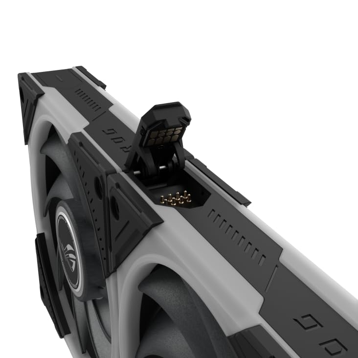 ROG Eurux GR120 ARGB Black Edition – Confezione da 3 Ventole PWM 120 mm, 2600 giri/min, Design Daisy-Chain brevettato, Effetti e Personalizzazione ARGB esclusivi, Hub Ventole incluso