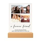 Personalized Photo Plaque Print with Wooden, Acrylic, Led Light Stand - Gift for Bestfriend for Her Gift for Him Photo Collage Bestie Gifts Custom Couples Gift Gifts for Wife, Valentines Day
