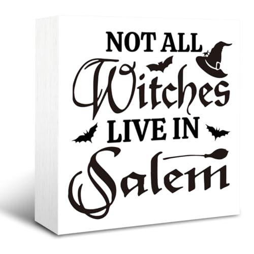 Rustic Halloween Box Sign Decor Tabletop, Halloween Party Decorations for Haunted House, Farmhouse...