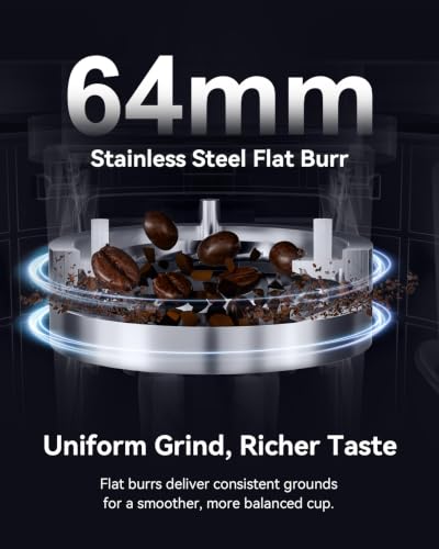 Image of MOKKOM 64mm Flat Burr Coffee Grinder, Espresso Grinder,100 Grind Settings