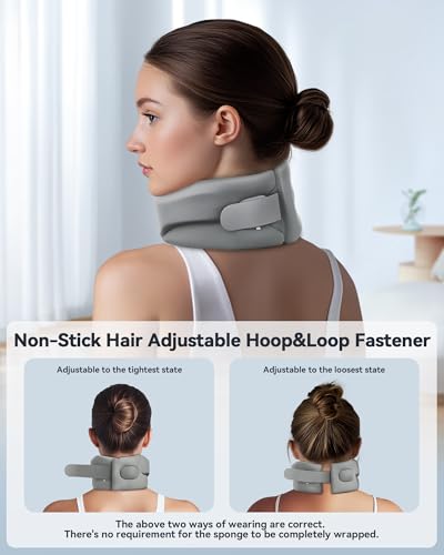 neck brace cervical collar - neck support brace for sleeping soft foam wraps keep vertebrae stable and aligned for relief of cervical spine pressure gray medium126-158 inch